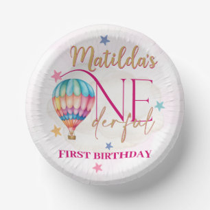Bear in a Pink Balloon 7" Round Paper Plates