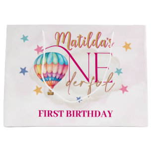 Bear in a Pink Balloon Large Gift Bag