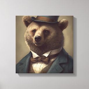 Bear In a Suit Animal Art Animal in a Suit Canvas Print