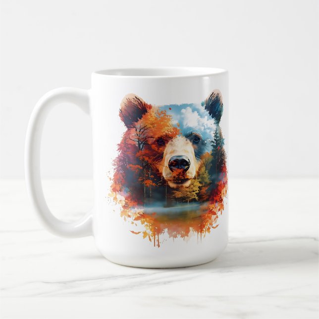 Bear in an Autumn Forest Coffee Mug (Left)