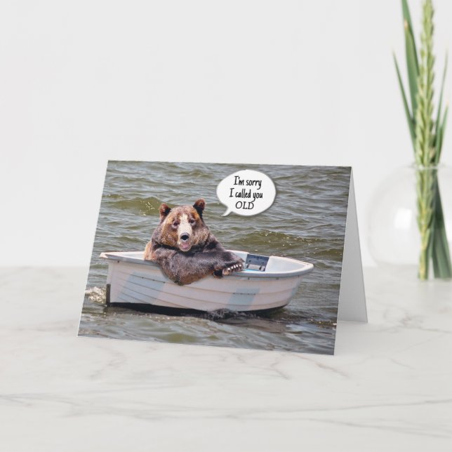 Bear In Boat Birthday Humour Card (Front)