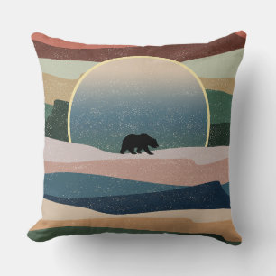 BEAR IN DESERT SUNSET CUSHION