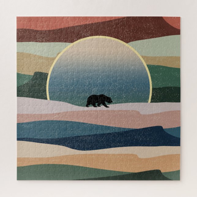 BEAR IN DESERT SUNSET JIGSAW PUZZLE (Vertical)