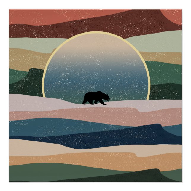 BEAR IN DESERT SUNSET POSTER (Front)