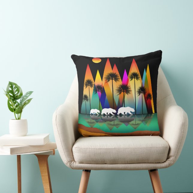 Bear In Forest Modern Mountains Cushion (Chair)