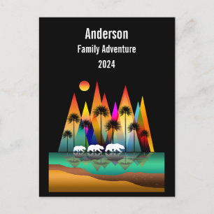 Bear In Forest Modern Mountains Postcard