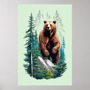 Bear in Forest Nature Lover Poster