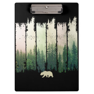 Bear in forest nature trees scenery clipboard