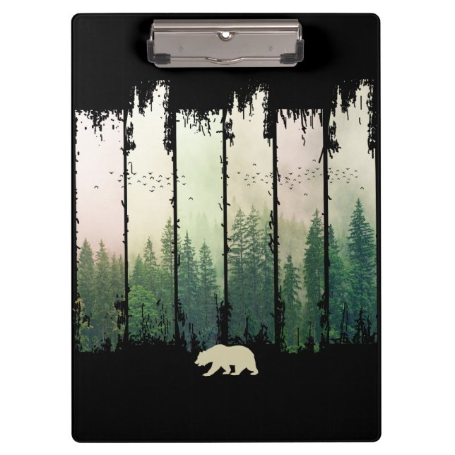 Bear in forest nature trees scenery clipboard (Front)