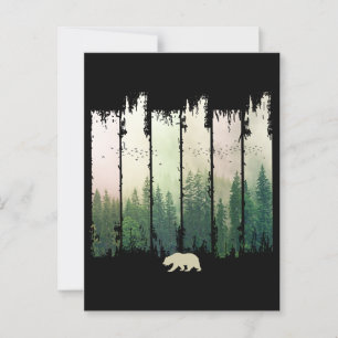 Bear in forest nature trees scenery postcard