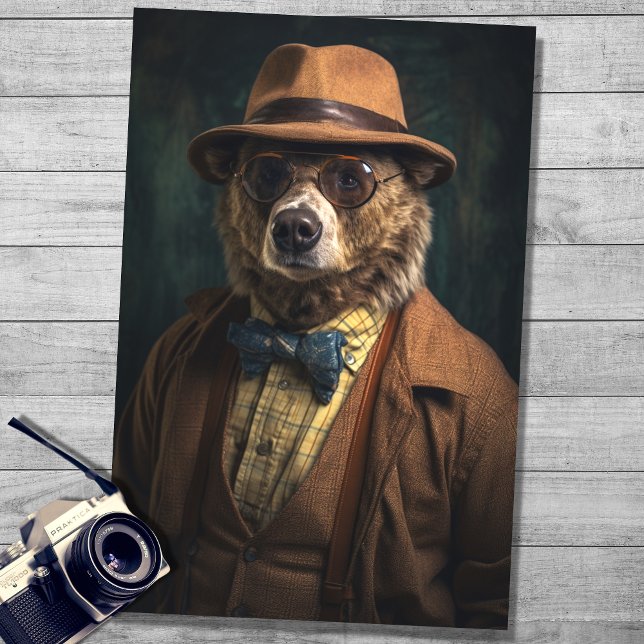 Bear in Gentleman's Clothing 1 Decoupage Paper (Creator Uploaded)