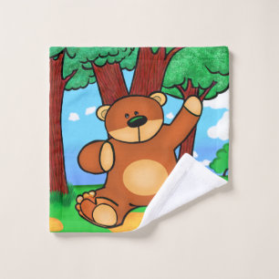 Bear in grassland wash cloth
