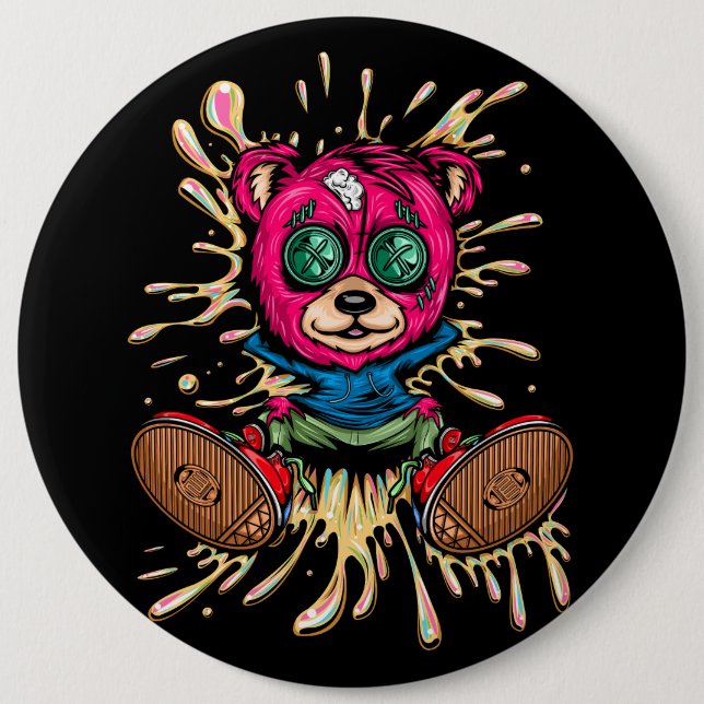 Bear In Honey 6 Cm Round Badge (Front)