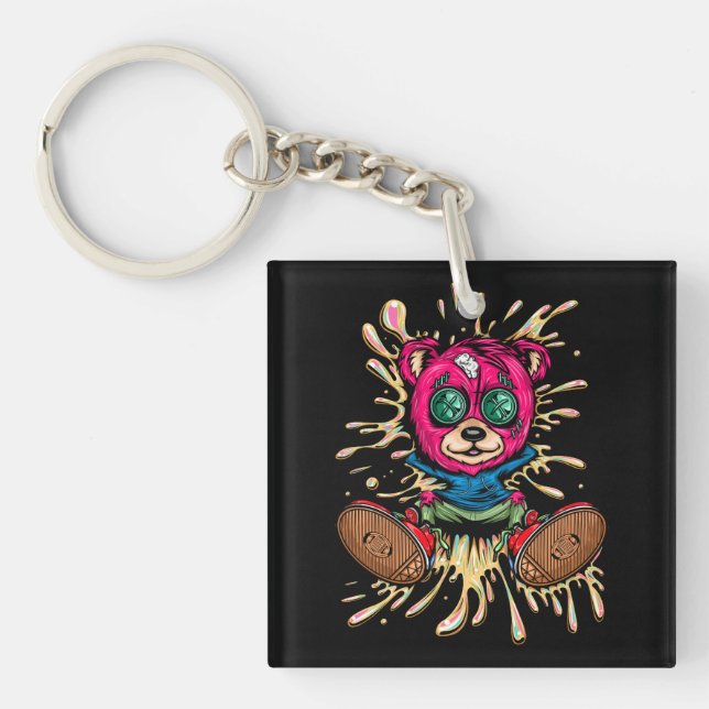 Bear In Honey Key Ring (Front)