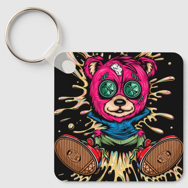 Bear In Honey Key Ring (Front)