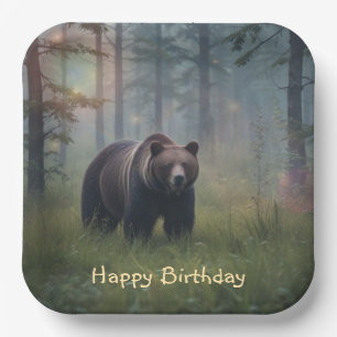 Bear In Magical Forest Paper Plate