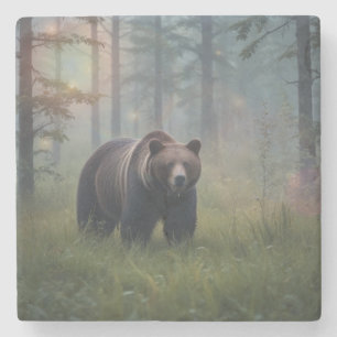 Bear in Magical Woods Stone Coaster