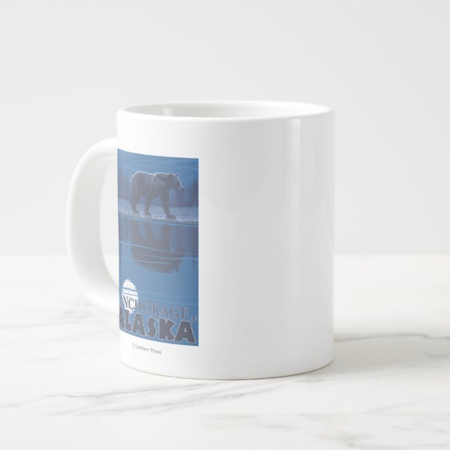Bear in Moonlight - Anchorage, Alaska Large Coffee Mug (Front Left)