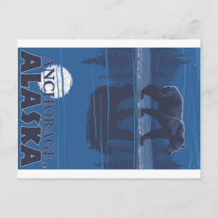 Bear in Moonlight - Anchorage, Alaska Postcard