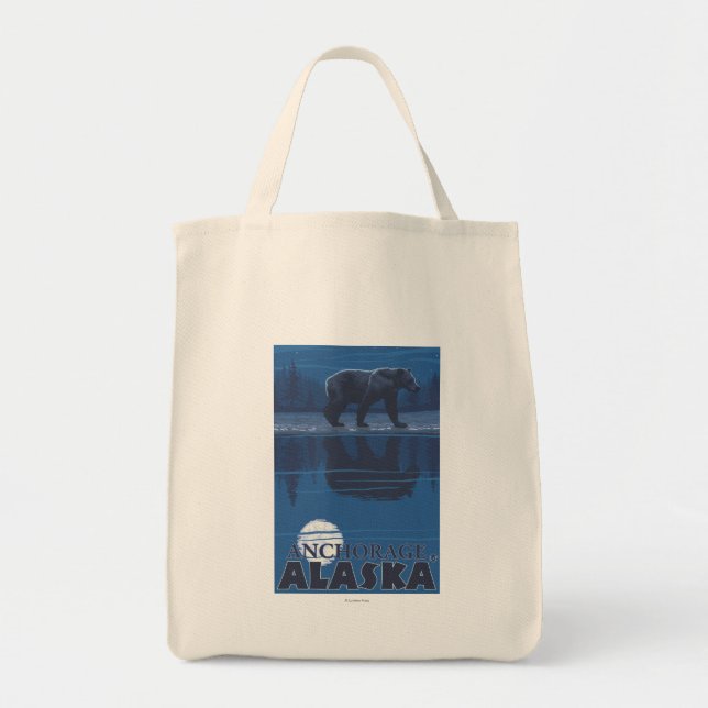 Bear in Moonlight - Anchorage, Alaska Tote Bag (Front)