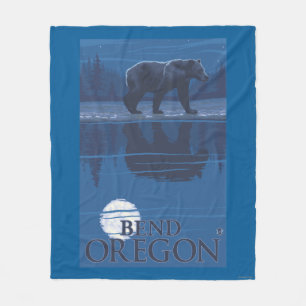 Bear in Moonlight - Bend, Oregon Fleece Blanket