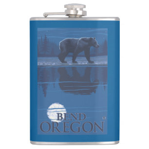 Bear in Moonlight - Bend, Oregon Hip Flask