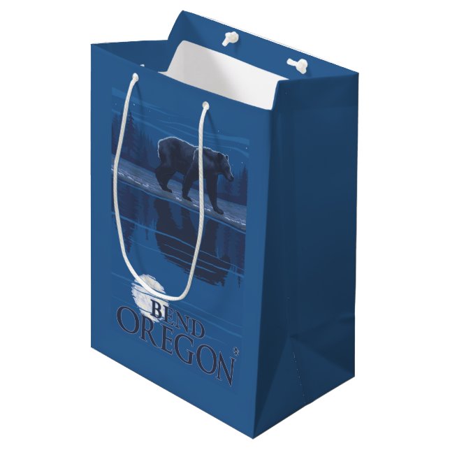 Bear in Moonlight - Bend, Oregon Medium Gift Bag (Front Angled)