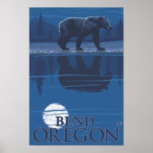 Bear in Moonlight - Bend, Oregon Poster