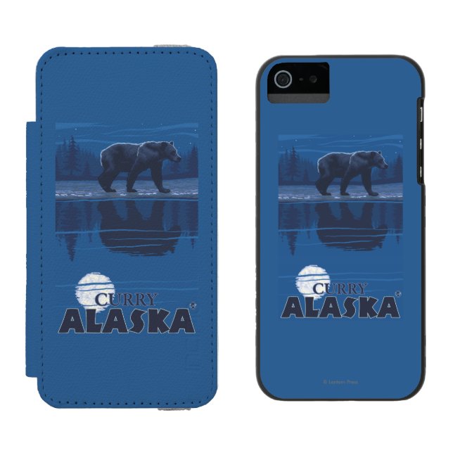 Bear in Moonlight - Curry, Alaska Incipio iPhone Wallet Case (Side by Side)