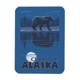 Bear in Moonlight - Curry, Alaska Magnet