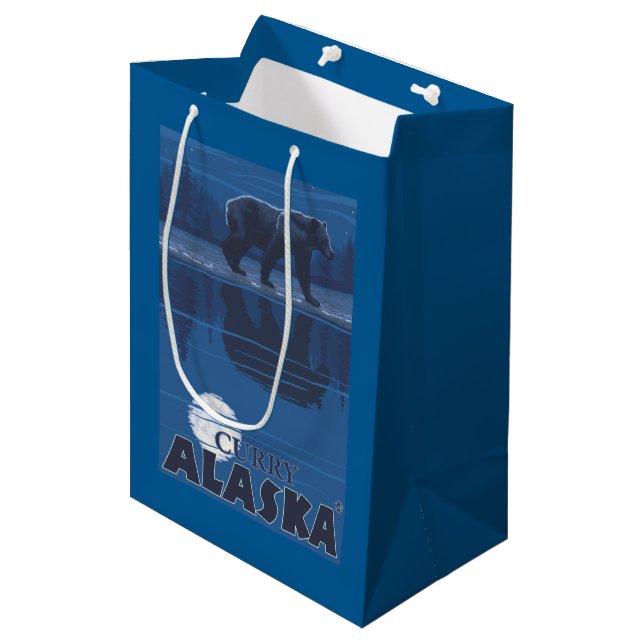 Bear in Moonlight - Curry, Alaska Medium Gift Bag (Front Angled)