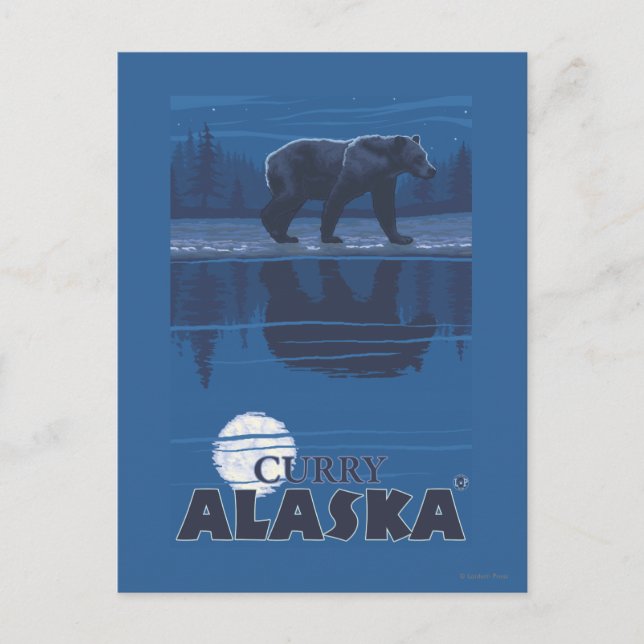 Bear in Moonlight - Curry, Alaska Postcard (Front)