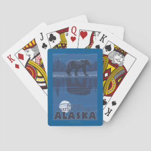Bear in Moonlight - Denali National Park, Alaska Playing Cards