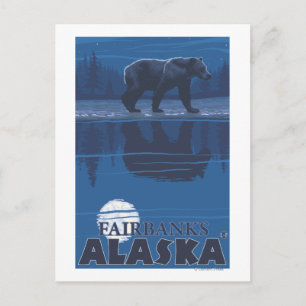 Bear in Moonlight - Fairbanks, Alaska Postcard