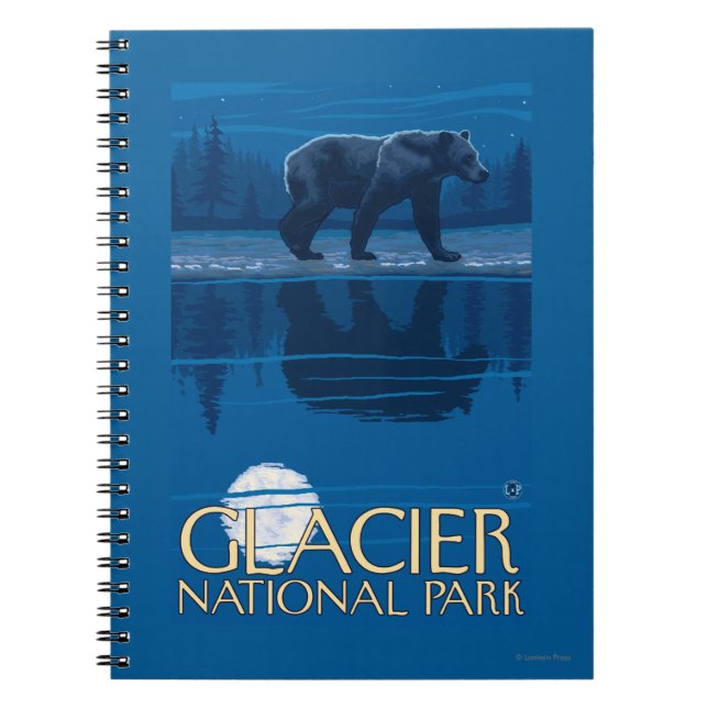 Bear in Moonlight - Glacier National Park, MT Notebook (Front)