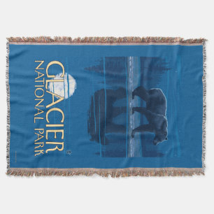 Bear in Moonlight - Glacier National Park, MT Throw Blanket