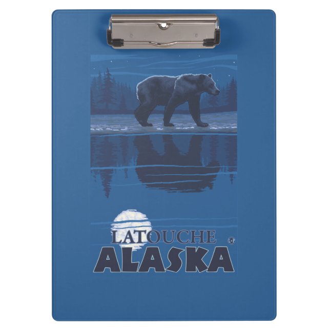 Bear in Moonlight - Latouche, Alaska Clipboard (Front)