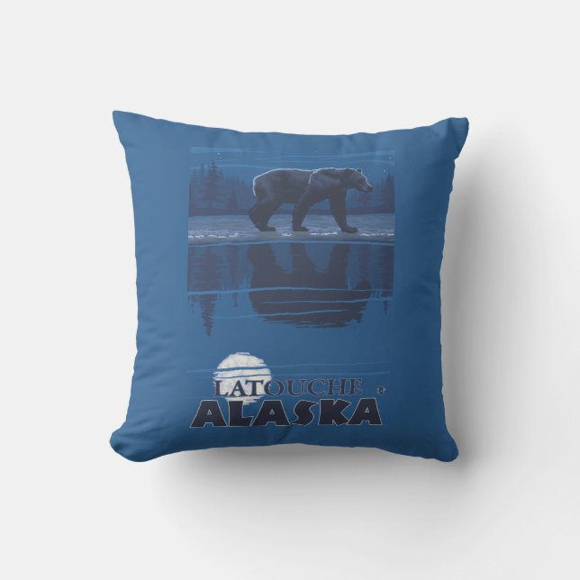 Bear in Moonlight - Latouche, Alaska Cushion (Front)