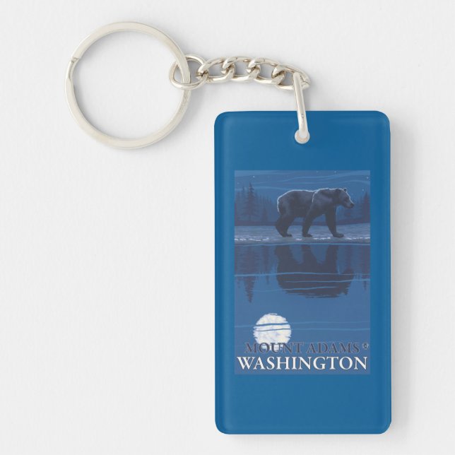 Bear in Moonlight - Mount Adams, Washington Key Ring (Front)
