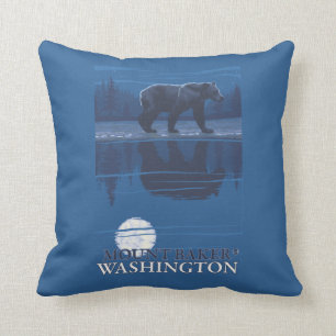 Bear in Moonlight - Mount Baker, Washington Cushion