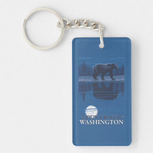 Bear in Moonlight - Mount Baker, Washington Key Ring
