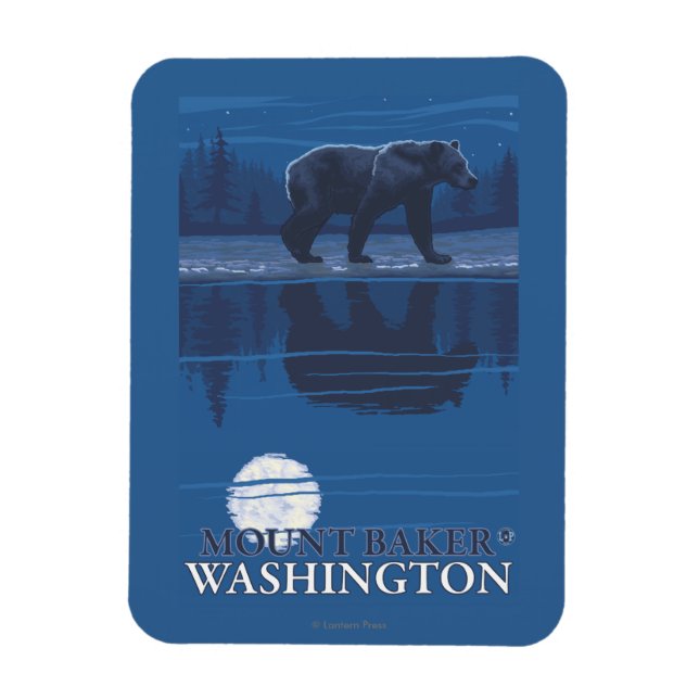 Bear in Moonlight - Mount Baker, Washington Magnet (Vertical)