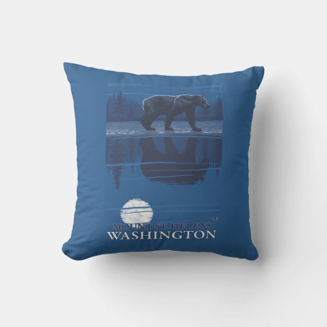 Bear in Moonlight - Mount St. Helens, Cushion (Front)