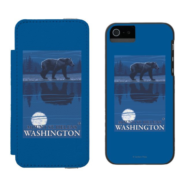 Bear in Moonlight - Mount St. Helens, Incipio iPhone Wallet Case (Side by Side)