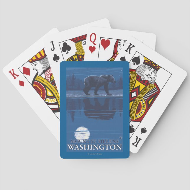Bear in Moonlight - Mount St. Helens, Playing Cards (Back)