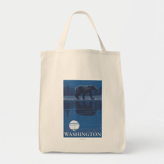 Bear in Moonlight - Mount St. Helens, Tote Bag (Front)