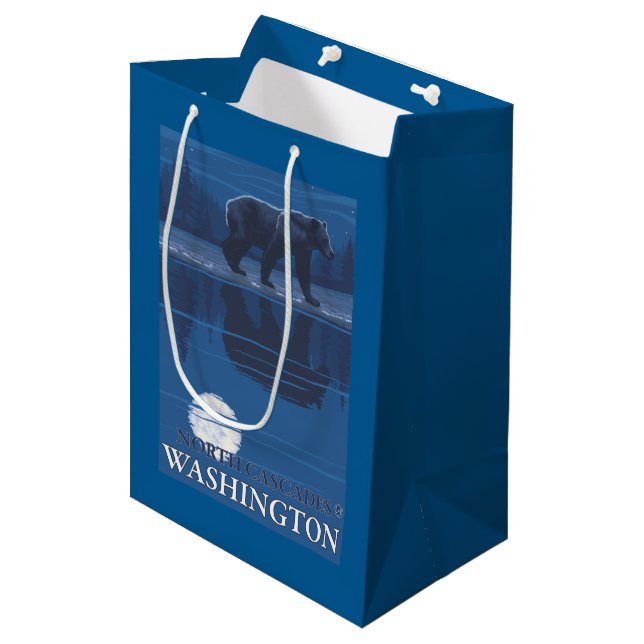 Bear in Moonlight - North Cascades, Washington Medium Gift Bag (Front Angled)