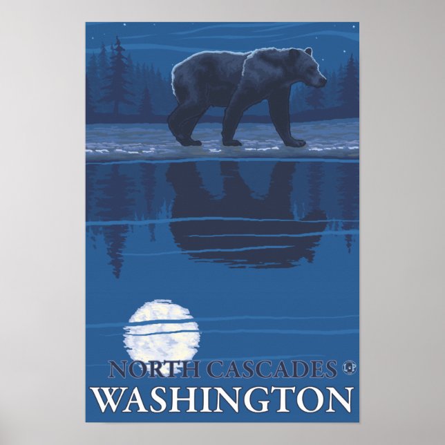 Bear in Moonlight - North Cascades, Washington Poster (Front)