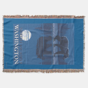 Bear in Moonlight - North Cascades, Washington Throw Blanket