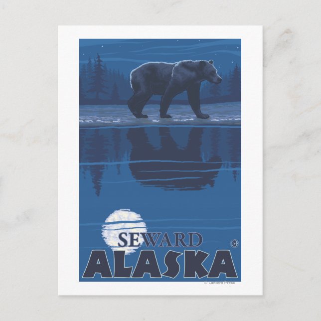 Bear in Moonlight - Seward, Alaska Postcard (Front)